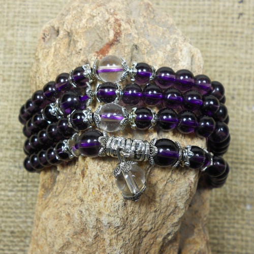 Lila mantra karkötő többsoros